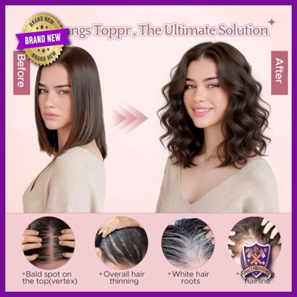 Human Hair Topper with Lace Front, 12 Inch for Thinning Hair main image 4